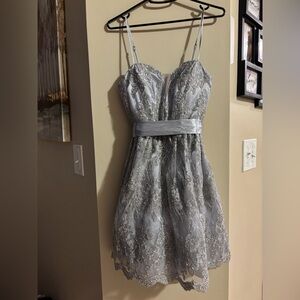 Elegant Silver Lace Dress